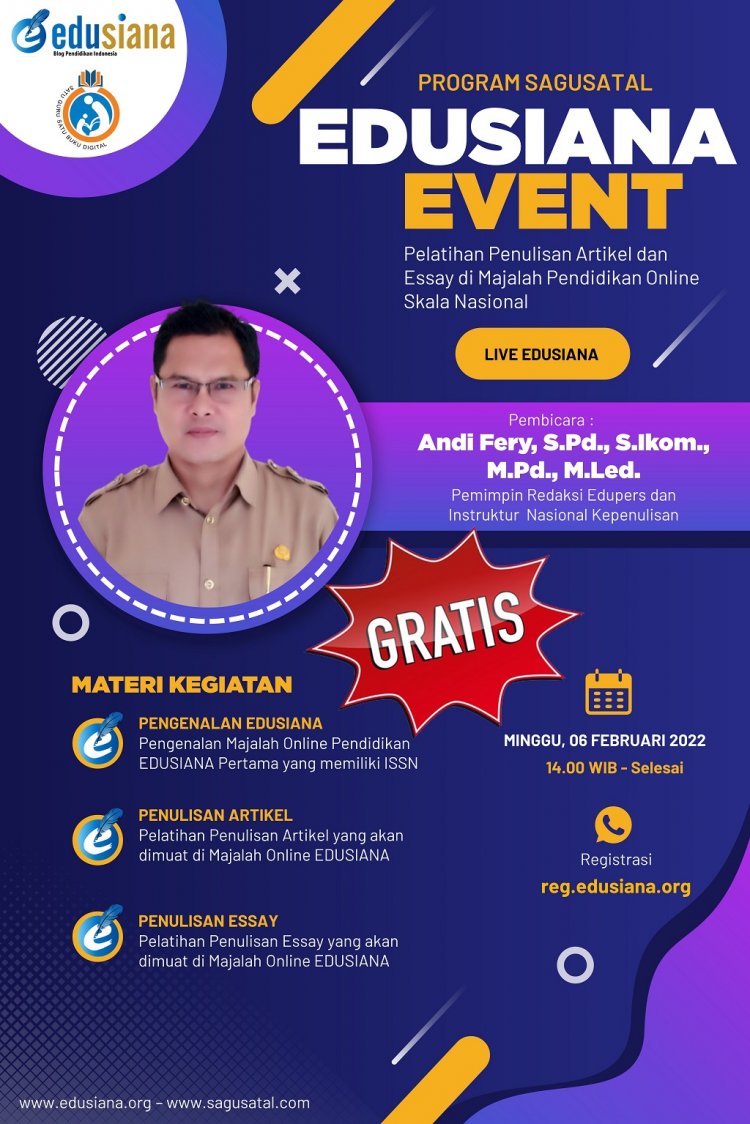 Webinar GRATIS - Pelatihan Menulis Artikel dan Essay di EDUSIANA