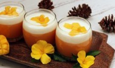Resep Puding Mangga dengan Vla Vanilla