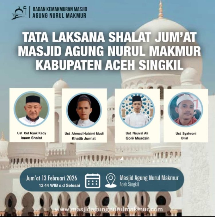 Empat Golongan Penghuni Surga Menjadi Topik Utama Khutbah di Masjid Agung Nurul Makmur Singkil