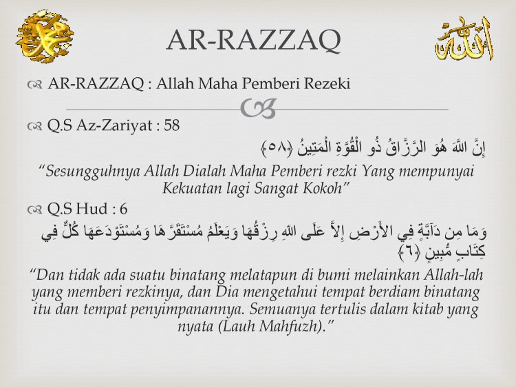 Asmaul Husna: Ar-Razaq, Al Ghani, dan Al Mughni