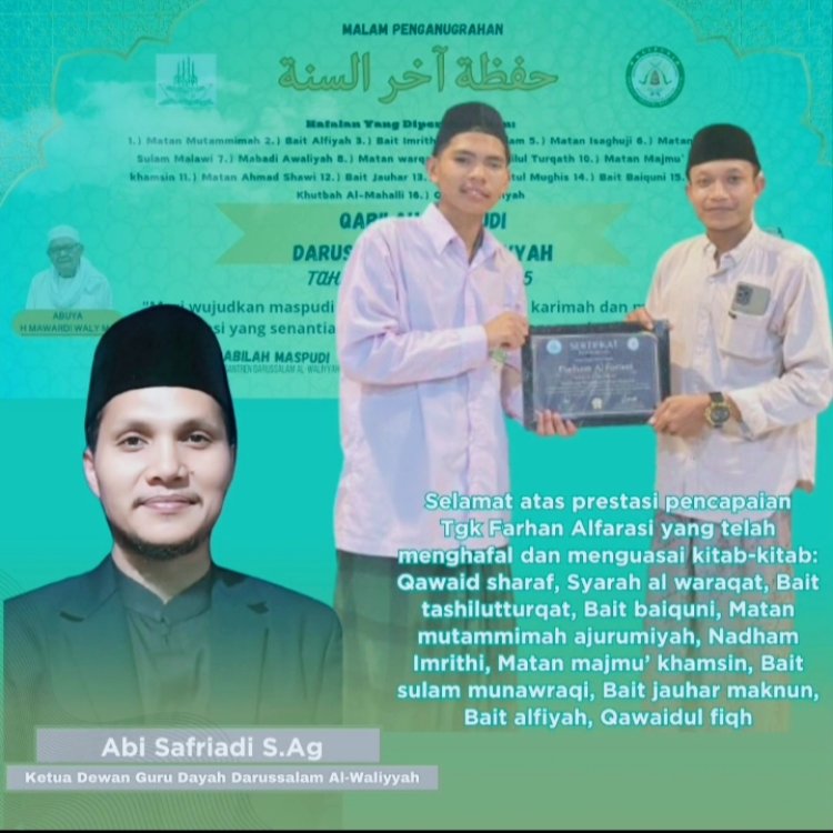 Santri Muda Berprestasi: Farhan Alfarisi Raih Juara Lomba Hafal 10 Kitab